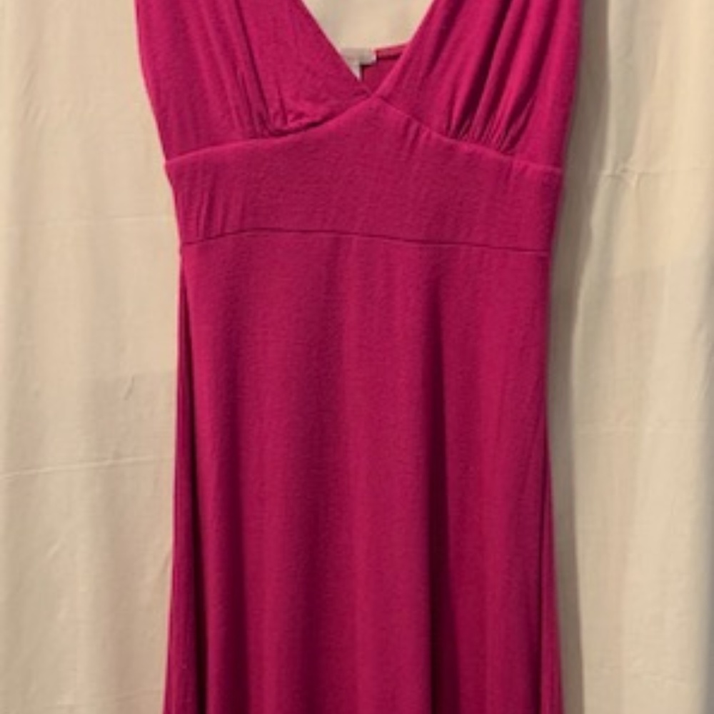Ambiance Apparel Fun V-Neck Cotton Pink SunDress S